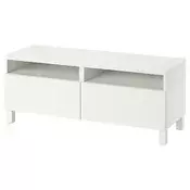 BESTA TV stalaža s fiokama, bela/Lappviken/Stubbarp bela, 120x42x48 cm