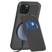 Premium ovitek Rafi II za iPhone 15 Plus z Magsafe tehnologijo in RFID denarnico - črn