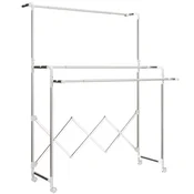 Homestar Zložljiv stojalo za sušenje perila s 3 nastavljivimi drogovi 104x103x145 cm srebrno