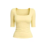 PANTHEROAR Majica Caro Neck Short Sleeve Top pastelno rumena