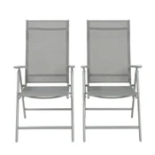 Songmics Vrtni stoli komplet 2 kosa 56x70x106 cm sivi