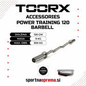 Toorx Power Training 120 Barbell – valovita EZ olimpijska palica – dolžina 120 cm, teža 9 kg, max. obr. 300 kg – po naročilu (dobava 10 do 14 dni)