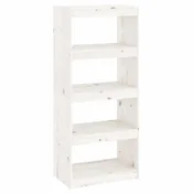 Vidaxl Knjižna omara/pregrada bela 60x30x135,5 cm trden les