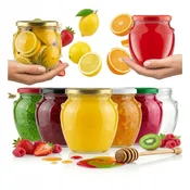 shumee 50x Amfora kozarec 520ml s pokrovom Fi82 za medeno marmelado in konzerve, darilo