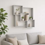 vidaXL Stenska polica Betonsko siva 98 x 17 x 91 cm Obdelan les