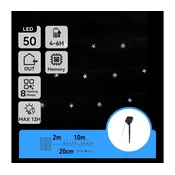 Aigostar - LED solarni lanac 50xLED/8 funkcija 12m IP65 hladna bela