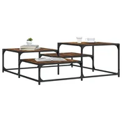 Greatstore Klubska mizica dimljeni hrast 107x107x40 cm inženirski les