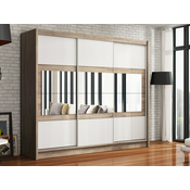 Garderobna omara Honolulu 109 Canyon hrast, Bela, 215x250x61cm, Vrata omare: Drsna