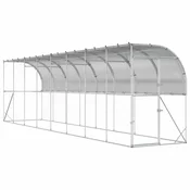 vidaXL Kokošja kletka ob steni Srebrna 600 x 150 x 215 cm