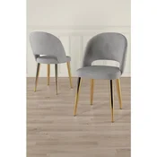 Hanah Home set trpezarijskih stolica Pane 8 kom, siva tkanina Babyface, zlatne metalne noge