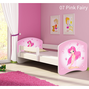 Dječji krevet ACMA s motivom, bočna bijela 140x70 cm - 07 Pink Fairy