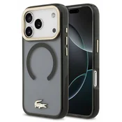 Lacoste PC/TPU zadnji ovitek z mat zaključkom, zlatim logotipom in MagSafe za iPhone 18 Pro, črn