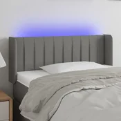 Vidaxl vidaXL Vzglavje postelje z LED diodo temno sivo 83x16x78/88 cm blago