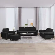 4-dijelni set sofa s jastucima crni baršunasti