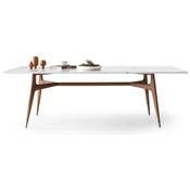 Casa Padrino luxury dining table white/brown 240 x 100 x H. 75 cm - Rectangular dining room table with marble top - Dining room furniture - Luxury furniture - Luxury dining room furnishings