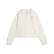 PUMA Varsity Fleece Relaxed Polo Sweatshirt Women, Clothing, Warm White, XS