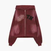 Cropp - Športna jopa s kapuco na zadrgo - maroon