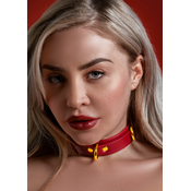 Taboom Bondage in Luxury D-Ring Collar Deluxe Red