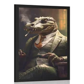 Plakat živalski gangster krokodil - 60x90 black