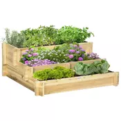 Homestar Dvignjena vrtna greda 3 nivoji 93x93x35 cm naravna