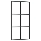 Vidaxl Drsna vrata ESG steklo in aluminij 102x205 cm črna