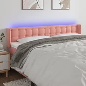 LED uzglavlje ružicasto 183x16x78/88 cm baršunasto