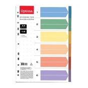Optima - Pregradni karton 1-6 A4 PP Optima, 6 barv