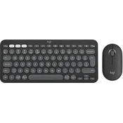 Logitech Pebble 2 combo - tanka brezžična tipkovnica in miška, komplet, US - grafitna