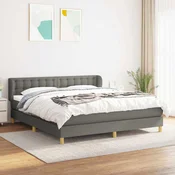 Greatstore Box spring postelja z vzmetnico temno siva 160x200 cm blago