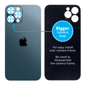 Apple iPhone 12 Pro Max - Steklo zadnjega ohišja s povecano luknjo za kamero (Blue)