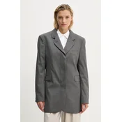 Suknjič s primesjo volne Remain Boxy Blazer