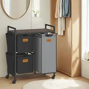 Songmics Košara za perilo 3 predelki 686x33x805 cm rjava