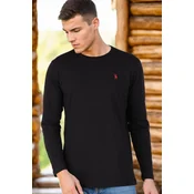 T8588 DEWBERRY BIKE COLLAR LONG SLEEVE T-SHIRT-BLACK-2