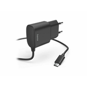 HAMA Kucni Punjac/ USB Tip-C/ 12W/ 5V/2.4A/ crna/ 1m