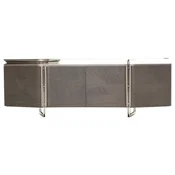 Casa Padrino luxury sideboard gray/silver 250 x 50 x H. 86 cm - Solid wood cabinet with 4 doors and glass top - Luxury furniture - Hotel furniture - Luxury furnishings
