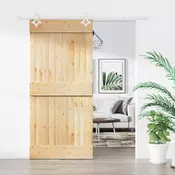 vidaXL Drsna vrata Naravna in bela 95 x 210 cm Masiven borov les