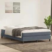 shumee vidaXL Postelja z vzmetnim vzmetnim okvirjem brez vzmetnice temno siva 160x220 cm