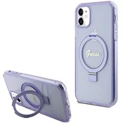 Guess Ovitek Guess Ring Stand Script Glitter MagSafe za iPhone 11/Xr - vijoličen