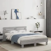 Okvir za krevet s uzglavljem boja sivog hrasta 135x190 cm