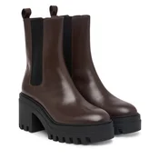 Škornji Calvin Klein Chunky Heeled Chelsea Lth YW0YW01547 Temno rjava