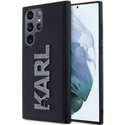 Karl Lagerfeld 3D Rubber Glitter Logo ovitek za Samsung Galaxy S23 Ultra - črna