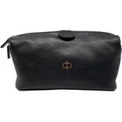 Casa Padrino luxury genuine leather cosmetic bag black / gold 28 cm - Made in Italy