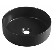 Pultni keramični umivalnik INFINITY ROUND, premer 36 x 12 cm, mat črn - Črna - Keramika - Umivalnik za namestitev na polico - Stojalo - Tenka stena - Ne