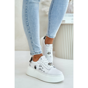 Womens Leather Platform Sneakers With Badges And Vinceza Inscription White