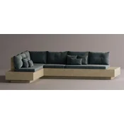 Casa Padrino luxury corner sofa dark blue/cream 325 x 265 cm - Modular weatherproof concrete sofa