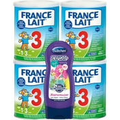 France Lait 3 mlečna hrana za spodbujanje rasti za majhne otroke od 1 leta 4x400g + Bübchen Kid