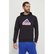Pulover adidas moški, črna barva, s kapuco, IS3233