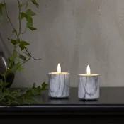 Northix Led blok lučka, 2 paketa marmorja s časovnikom