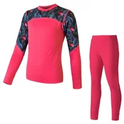 Otroški set Sensor Merino Impress, magenta/cvetlični (130)