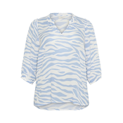 KAFFE CURVE Bluza Edina svetlo modra/bela